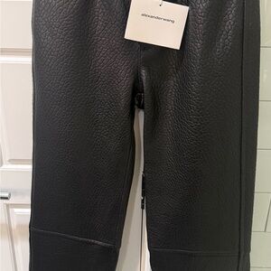 Alexander Wang Black Pebbled Leather Trousers